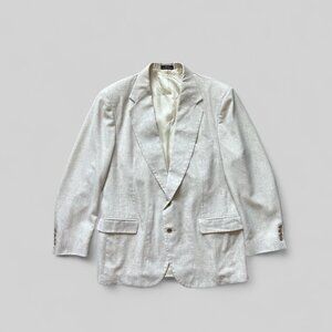 New Castle & York Blazer Mens 44R Linen Two Button Suit Coat Jacket Beige Formal
